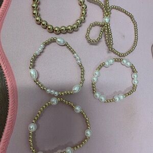 Elegant Gold and Pearl Bracelet‎ Set